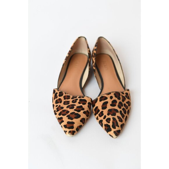 J. Crew Zoe D’Orsay Flats Sz 8 Calf Hair Leopard Print Pointed Toe Flat - Picture 2 of 16